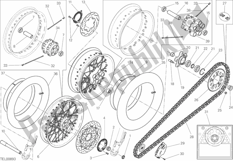 All parts for the Ruota Anteriore E Posteriore of the Ducati Scrambler Urban Enduro Thailand 803 2015
